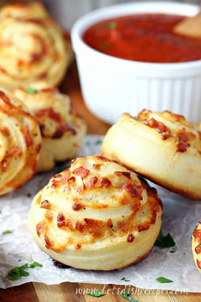 Rolls with pepperoni and cheese filling.