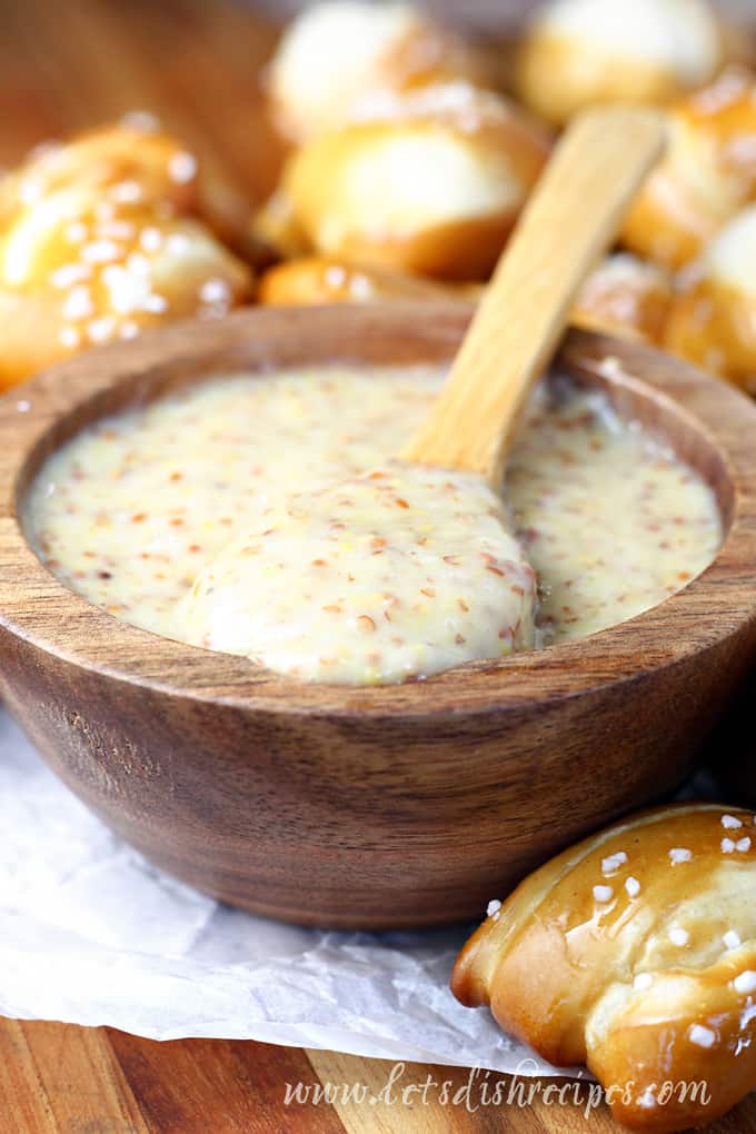 Chewy Pretzel Bites with Honey Mustard Dipping Sauce