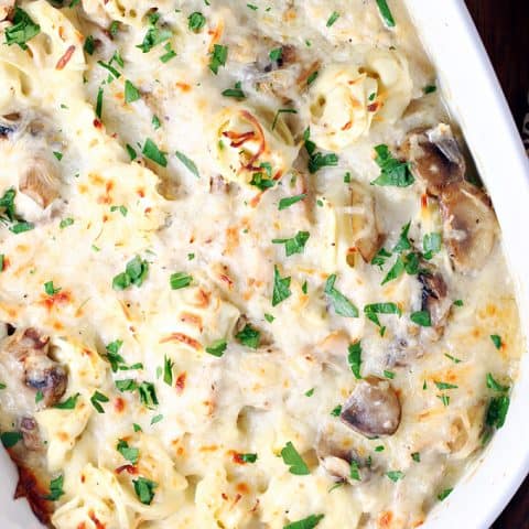 Tortellini Mushroom Bake feature