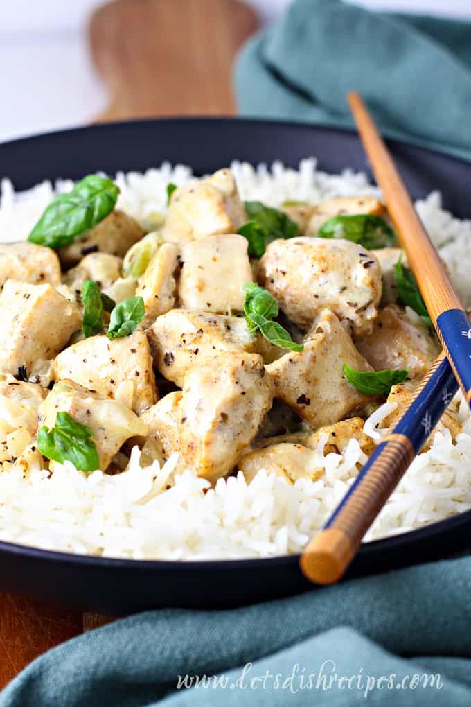 Basil Chicken with Coconut Curry Sauce