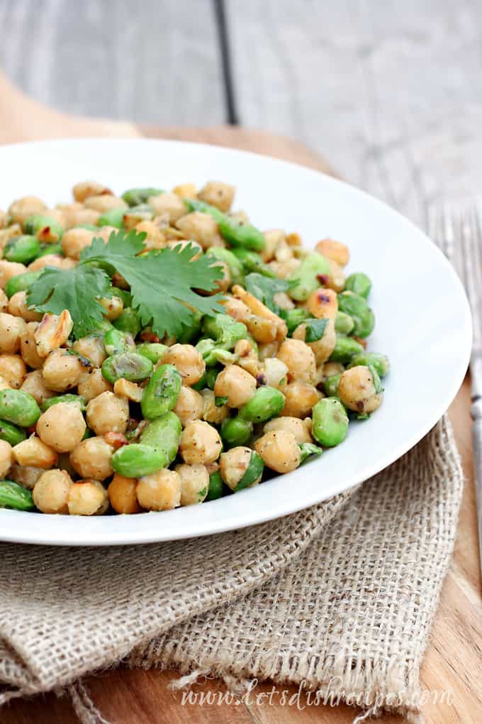 Chickpea Edamame Salad with Avocado Ginger Dressing