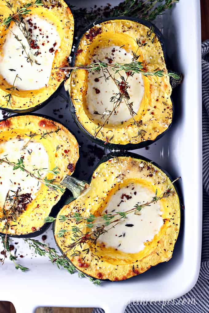 Creamy Parmesan Baked Acorn Squash