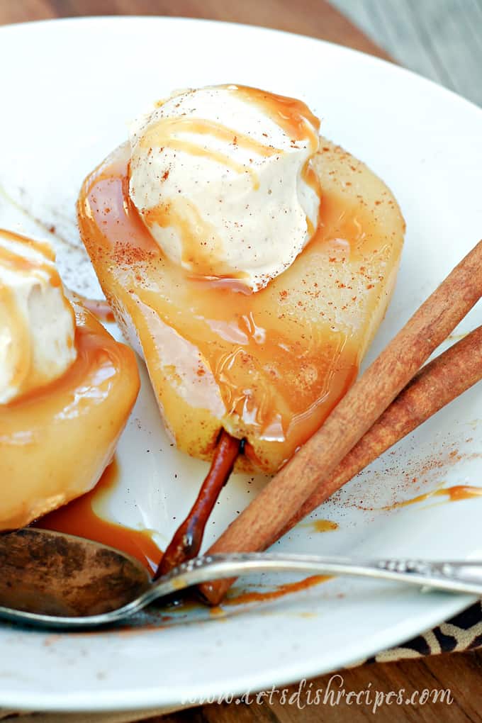 Maple Poached Pears with Maple Cinnamon Mascarpone