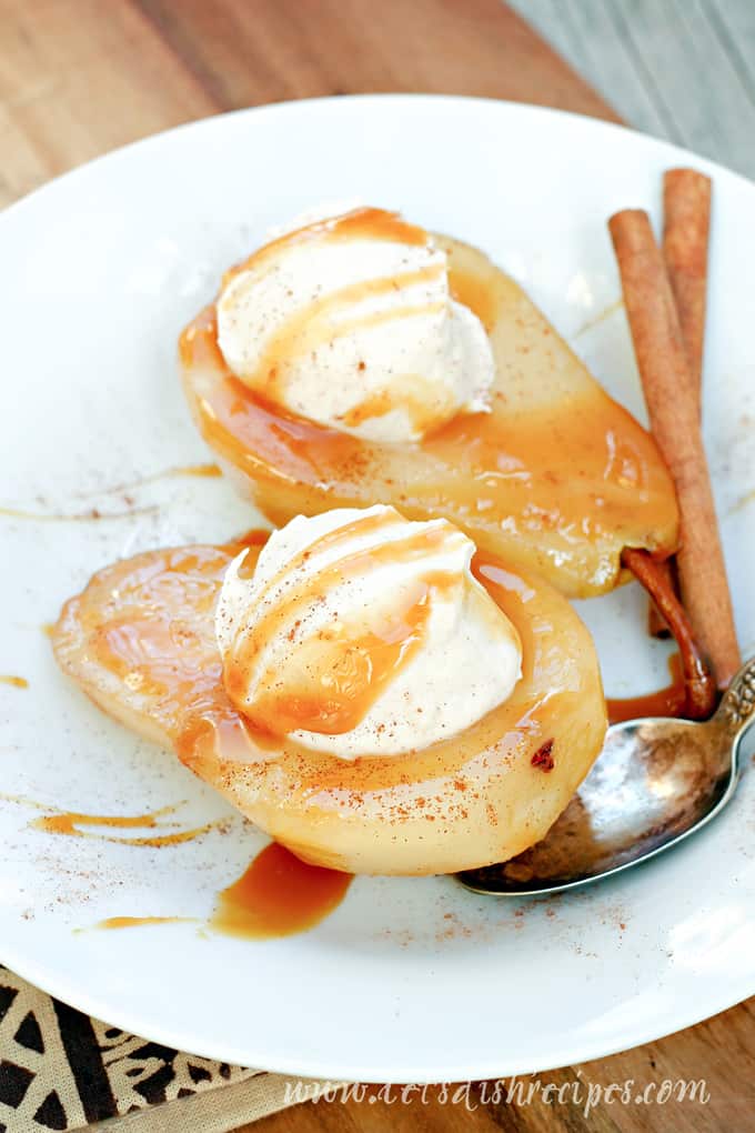 Maple Poached Pears with Maple Cinnamon Mascarpone