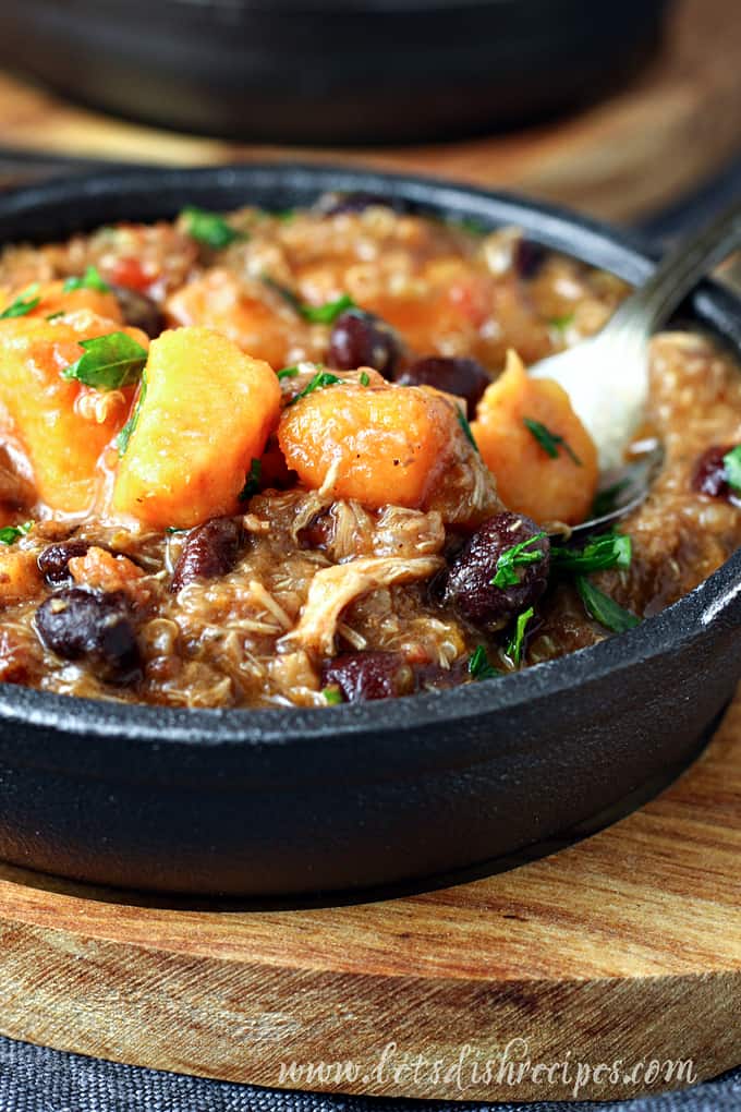 Sweet Potato, Quinoa and Chicken Chili (Slow Cooker)