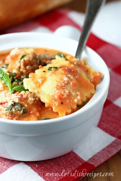 Creamy Tuscan Ravioli Soup