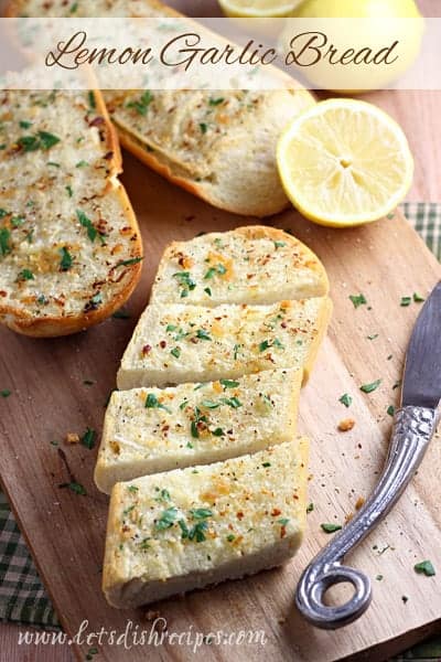 sliced garlic bread with lemon