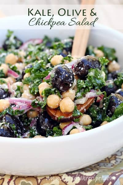 Kale Olive and Chickpea Salad