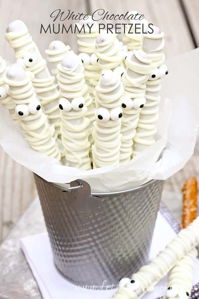 White Chocolate Mummy Pretzels