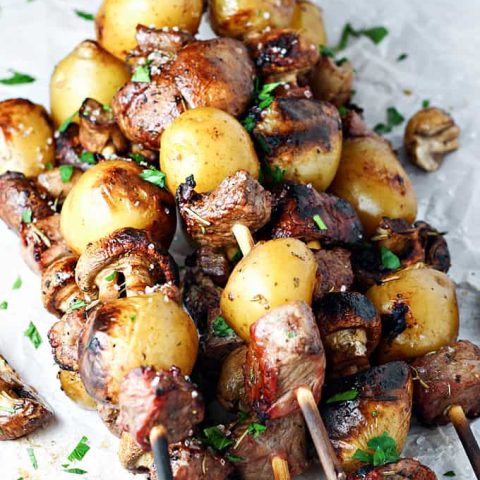 Steak Potato Mushroom Kabobs feature