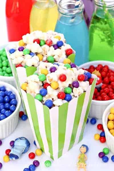 white chocolate marshmallow popcorn for inside out movie night