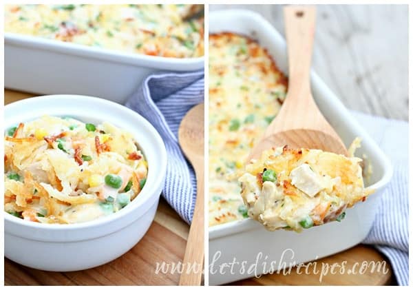 Cheesy Chicken Pot Pie with Hashbrown Crust