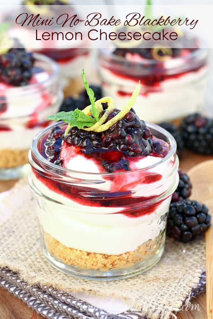 Mini No-Bake Blackberry Lemon Cheesecakes