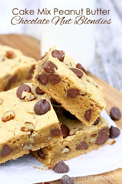 Cake Mix Peanut Butter Chocolate Nut Blondies