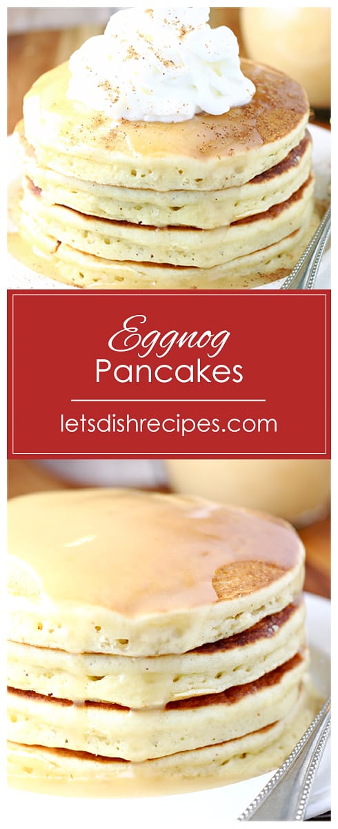 Eggnog Pancakes with Homemade Vanilla Syrup