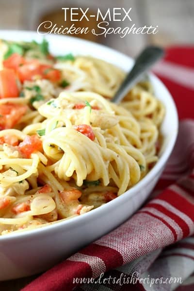 Tex Mex White Chicken Spaghetti