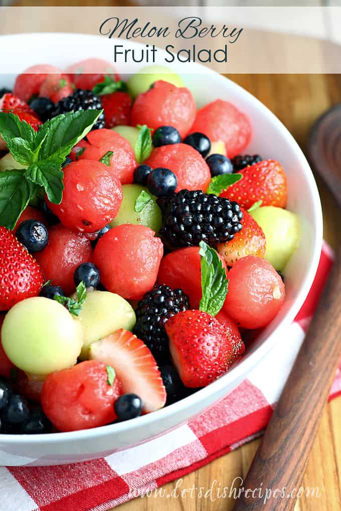 Melon Berry Fruit Salad with Honey Lime Dressing