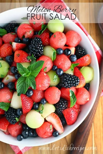 Melon Berry Fruit Salad with Honey Lime Dressing