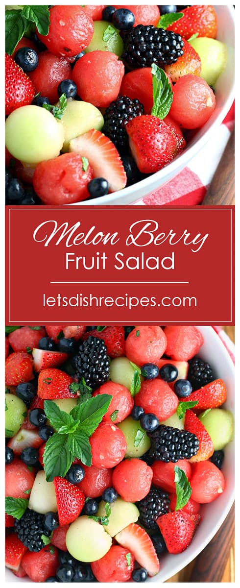 Melon Berry Fruit Salad with Honey Lime Dressing