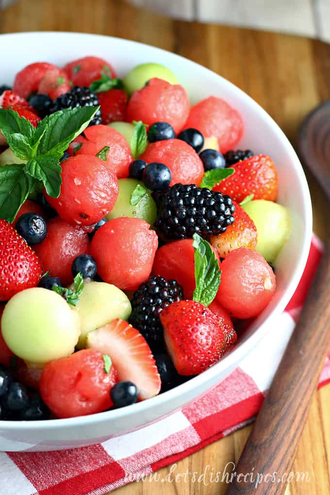 Melon Berry Fruit Salad with Honey Lime Dressing