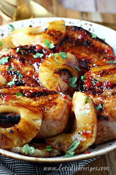 Grilled Pineapple Pepper Jelly Pork Chops