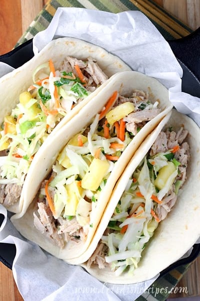 Slow Cooker Pineapple Green Chile Pork Tacos