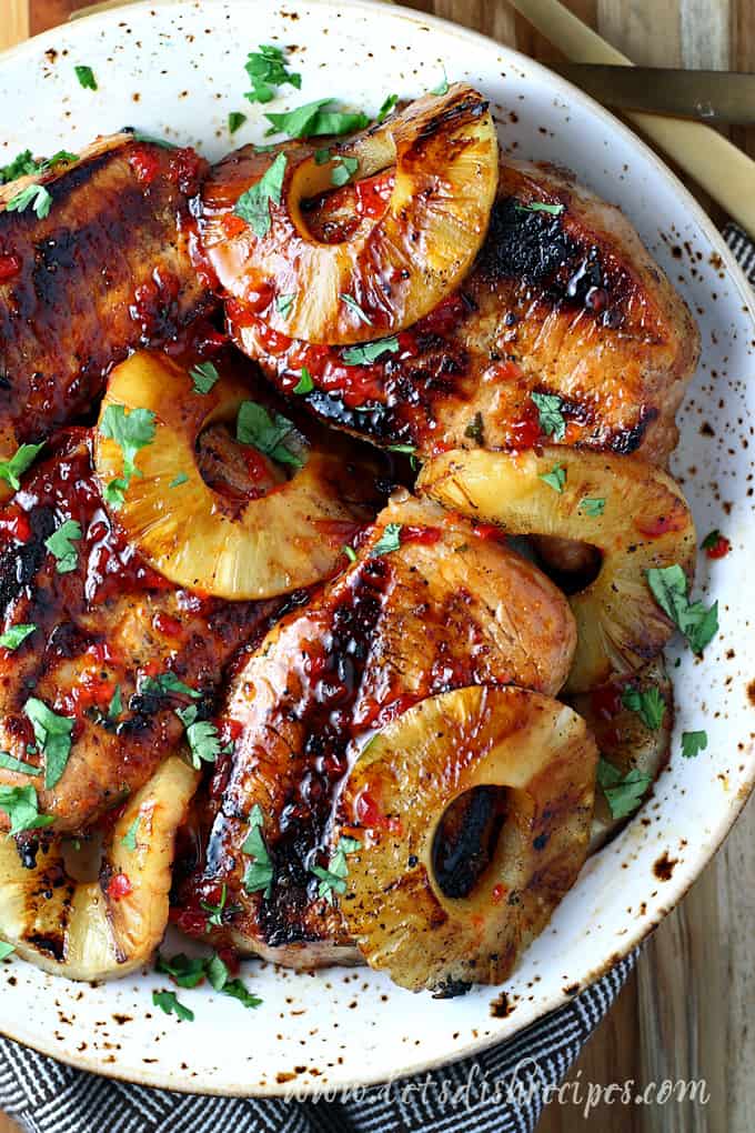 Grilled Pineapple Pepper Jelly Pork Chops