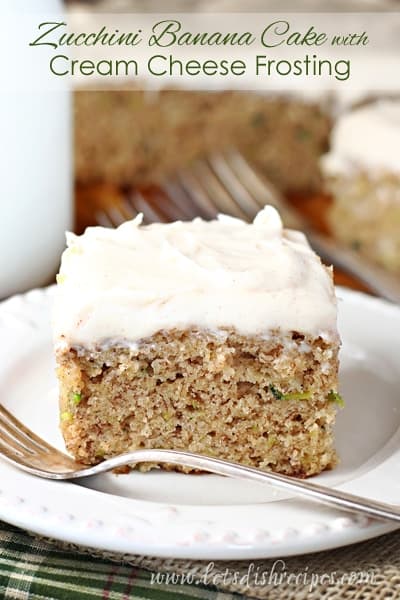 Zucchini Banana Snack Cake with Cream Cheese Frosting