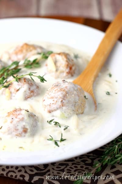 Creamy Slow Cooker Meatball Orzo Stew