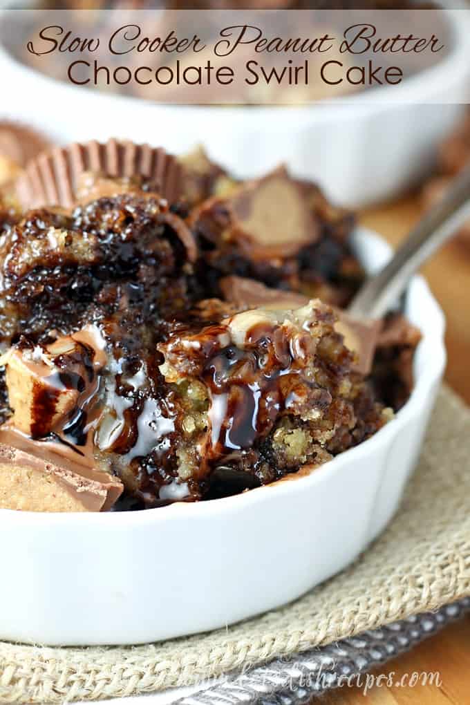 Slow Cooker Peanut Butter Chocolate Swirl Cake