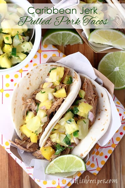 Slow Cooker Caribbean Jerk Pulled Pork Tacos