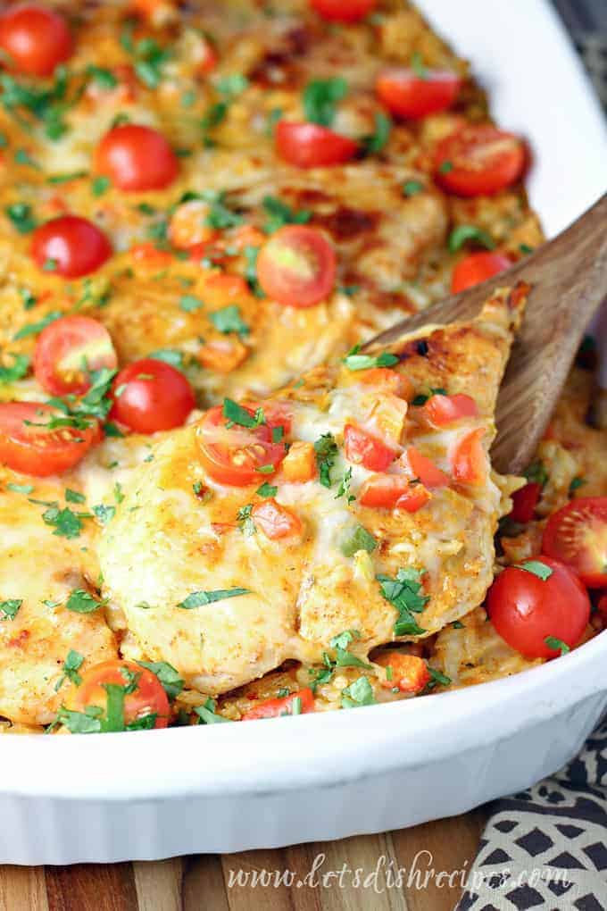 Queso Chicken and Rice Bake