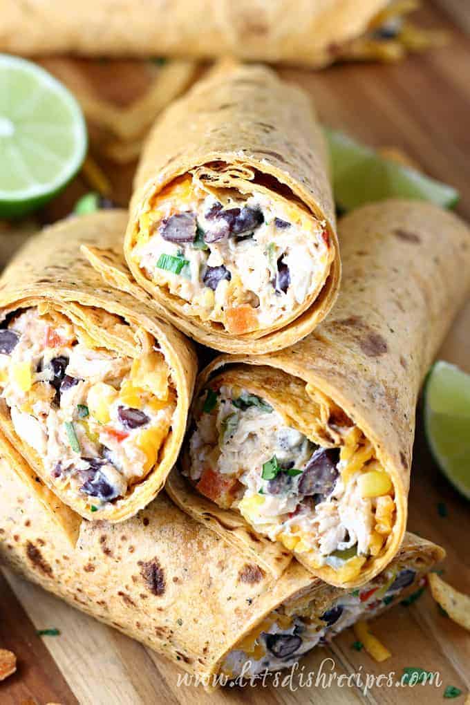 Shredded chicken with corn, beans, and southwest spices, wrapped in a flour tortilla.