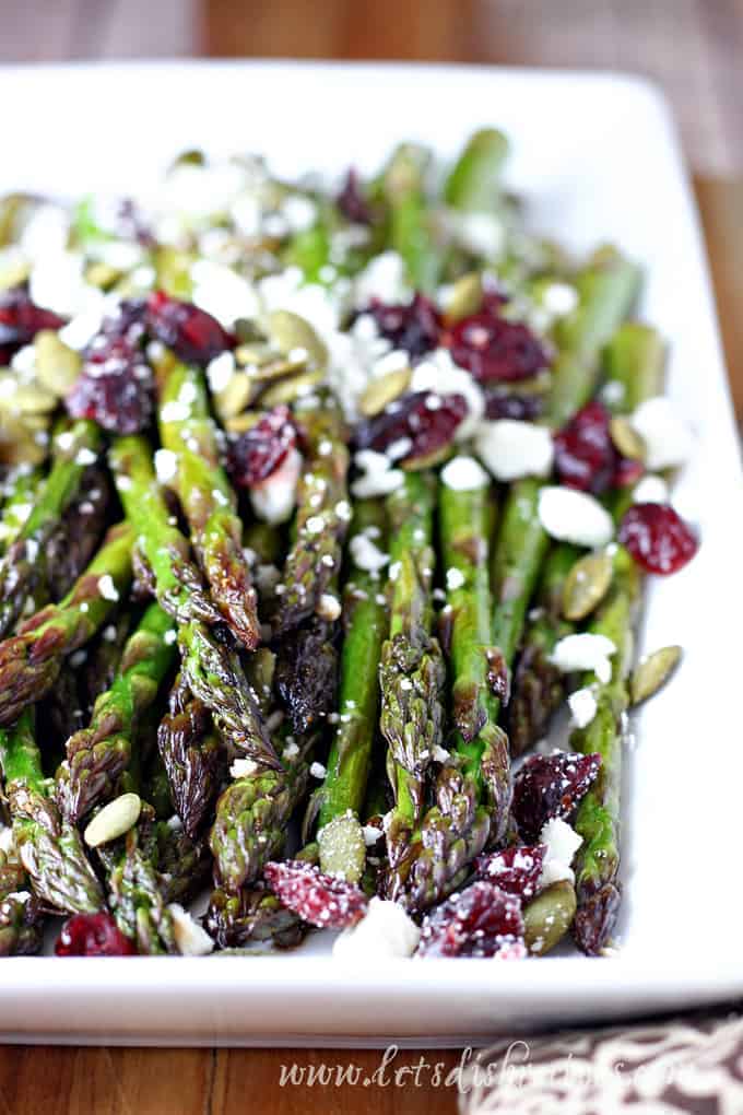 Maple Balsamic Roasted Asparagus with Cranberries and Feta