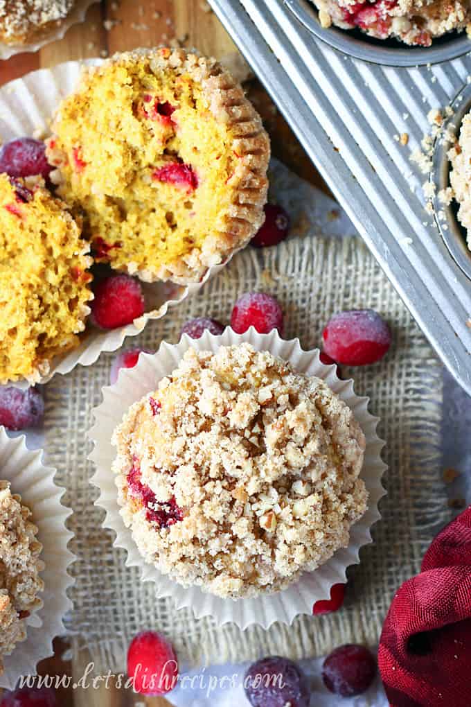 Pumpkin Cranberry Streusel Muffins