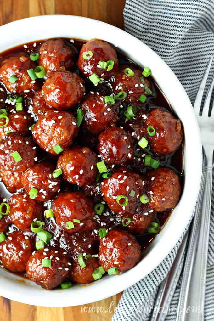 Slow Cooker Peach Glazed Meatballs