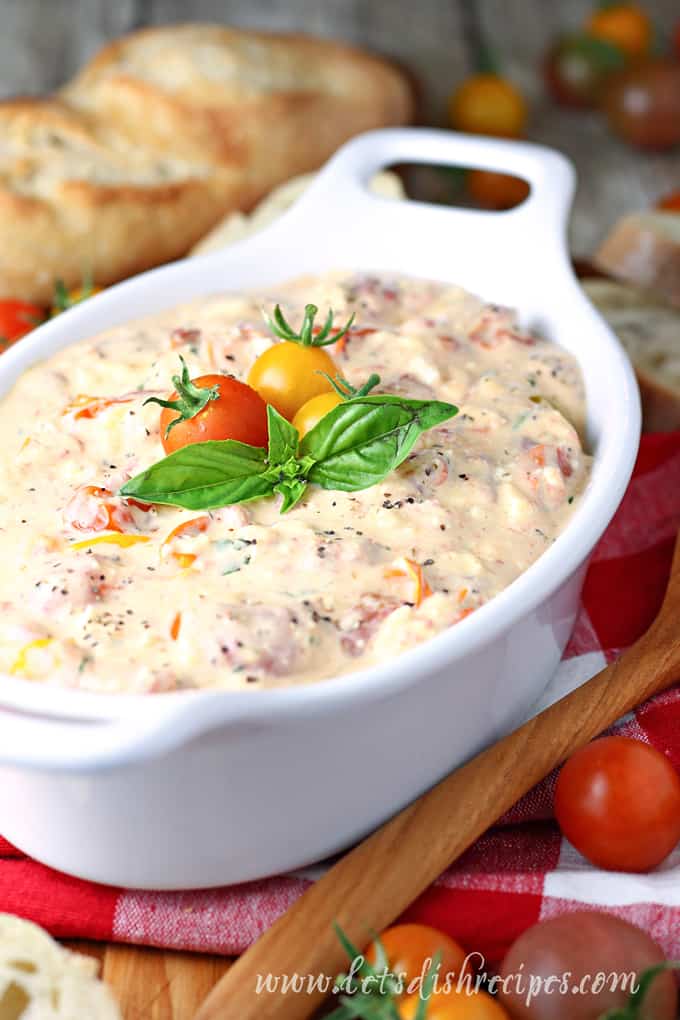 Roasted Red Pepper Tomato Feta Dip