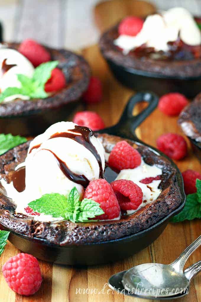 Skillet Raspberry Brownies