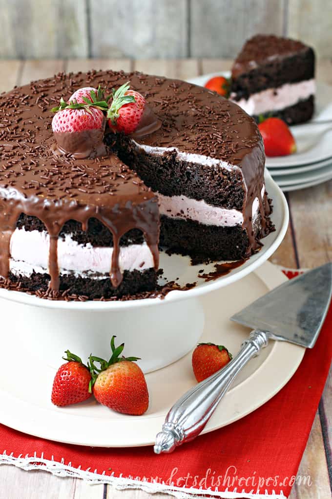 Chocolate Covered Strawberry Ice Cream Cake