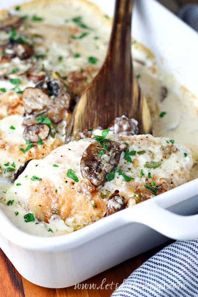 Baked Chicken Breasts with Mushroom Cream Sauce