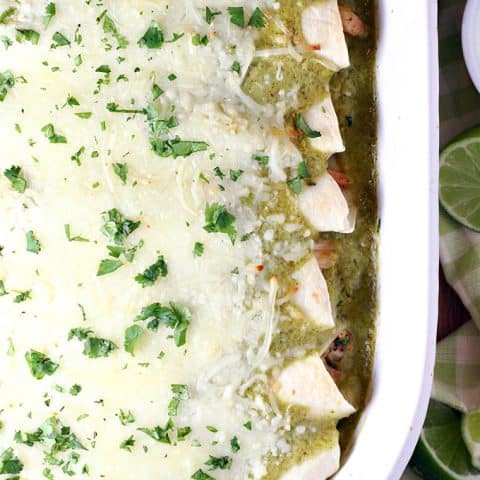 Honey Lime Chicken Enchiladas Verdes feature