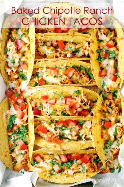 Baked Chipotle Ranch Chicken Tacos