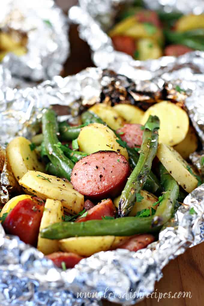 Sausage Green Bean Foil Packs