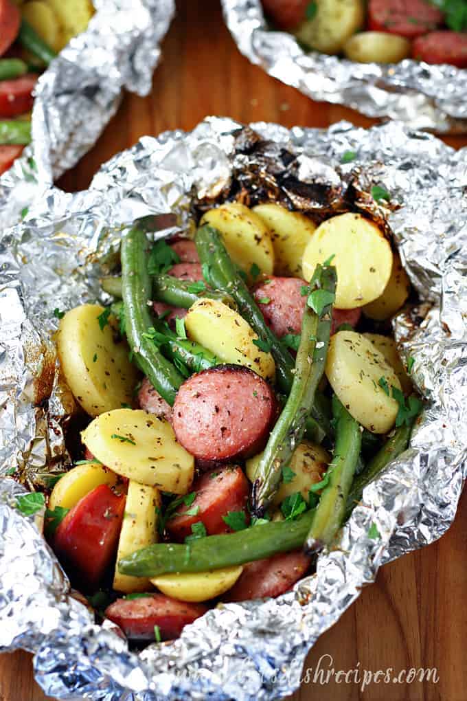 Sausage Green Bean Foil Packs