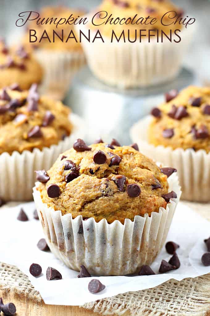 Pumpkin Chocolate Chip Banana Muffins