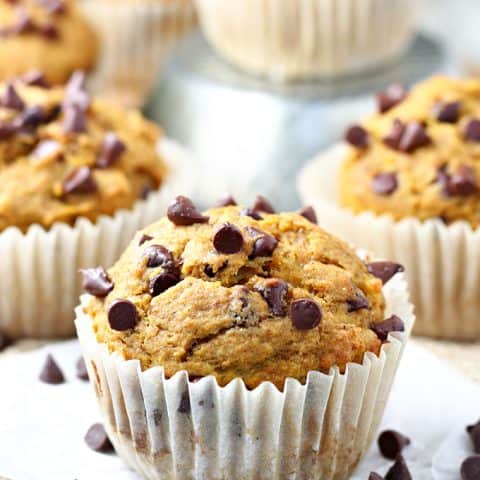 Pumpkin Chocolate Chip Banana Muffins feature