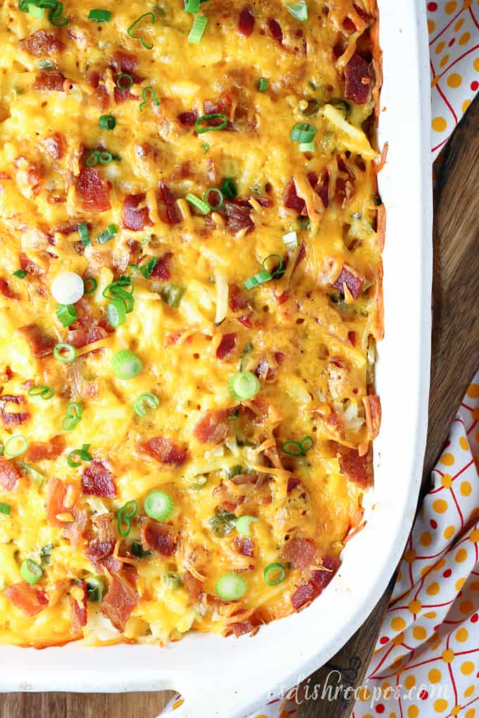 Cheesy Bacon Egg Hashbrown Casserole