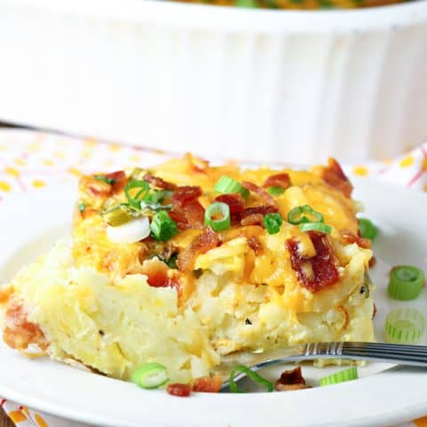 Cheesy Bacon Egg Hash Brown Casserole feature