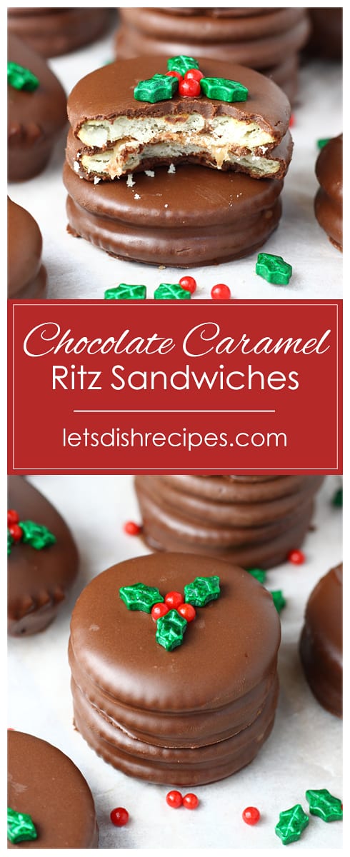 Chocolate Caramel Ritz Cracker Sandwiches