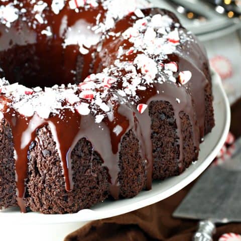 Chocolate Peppermint Bundt Cake feature